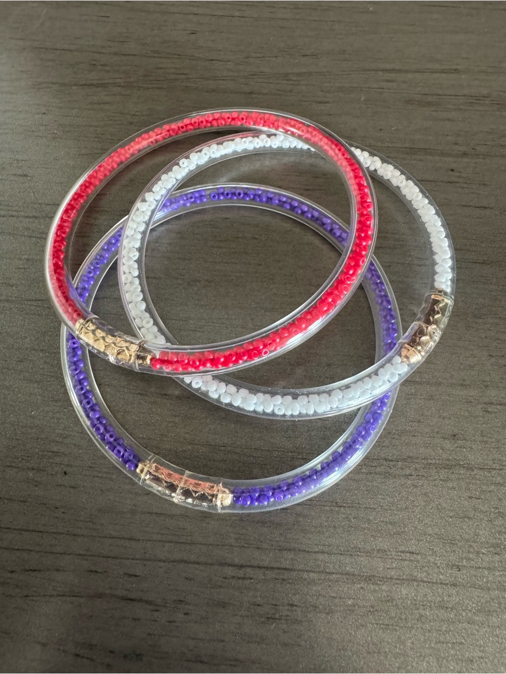 Altar’d State Beaded Clear Tube Bangle Set - Red, White & Blue
